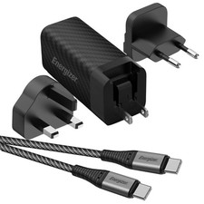 USB-C and USB-A Ports 65W PD GaN Wall Charger with EU / UK / US Adapters