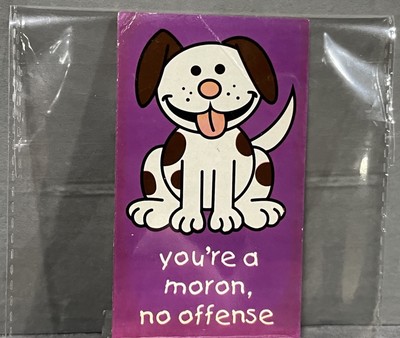 Rare Vintage Sticker Happy Bunny Dog You re a Moron Offense Bubble Gum Machine