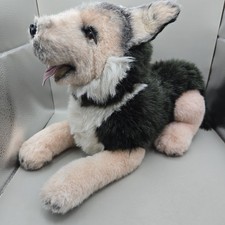Vintage 1986 Realistic German Shepherd 16" Dog Laying Down Russ Berrie Yomiko