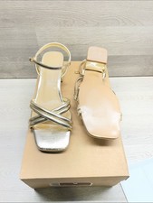 Metallic Gold Crisscross Ankle-Strap Sandals for Women 197