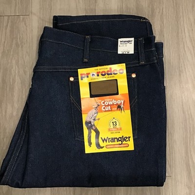 NWT Wrangler Pro Rodeo 13MWZ Cowboy Cut Men's Size 46X34 Blue Rigid Denim Jeans