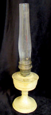 Vintage Nickel Painted Aladdin Model 21 Paraffin Oil Lamp Table Lamp + Chimney