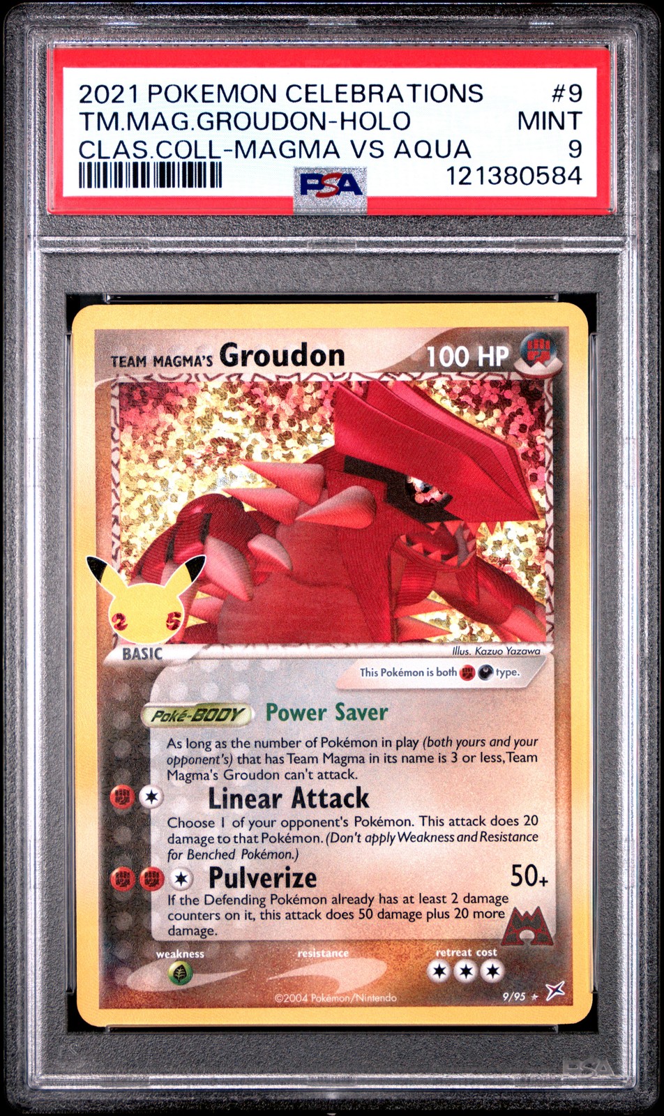 2021 POKEMON CELEBRATIONS CLASSIC COLL #9 TEAM MAGMA'S GROUDON-HOLO PSA 9