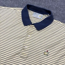 VTG Masters Augusta National Shirt Mens XL Yellow Striped 60s Mercerized Polo