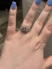 925 Sterling Silver Pink Stone Cocktail Ring With Halo Size 7 JTV