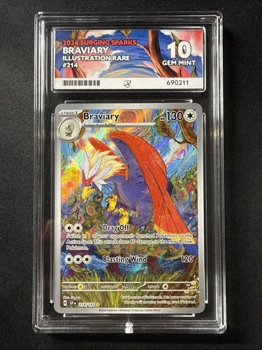 Pokemon TCG Braviary 214/191 Surging Sparks IR ACE 10 *Damaged*