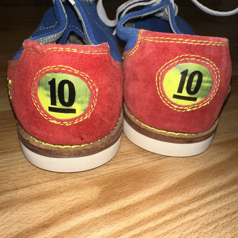 Zapatos de boliche Classic Products Corp Rental para hombre talla 9 cuero azul/rojo con cordones Foto 3 de 4