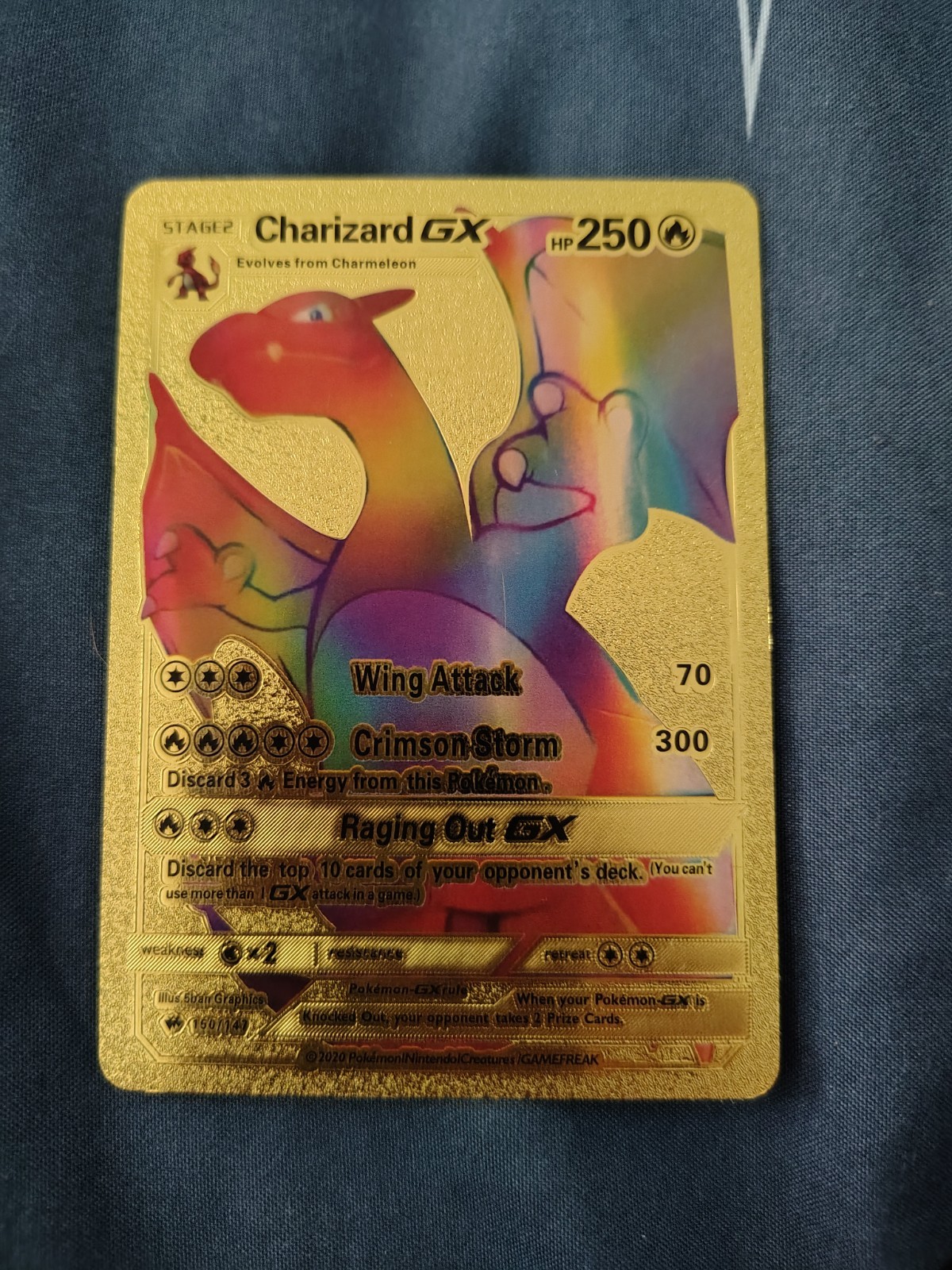 Pokémon Charizard GX Secret Rare Gold Metal Foil Sm-Burning Shadows 150/147