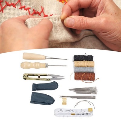 28x Leather Working Tools 2x Awl 4x Wax Threads 16x Needles Leather Working SET