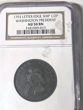 1793 Lettered Edge SHIP 1/2 PENNY