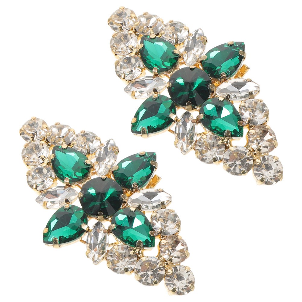 2Ud Broche Decorativo De Metal Para Zapatos De Novia Con Diseño Floral Verde