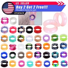 Pair Colorful Thin Silicone Ear Tunnels Plugs Gauges Jewelry Earlets Flesh Gauge