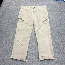 HIROSHI KATO The Nail Cargo Pants Mens 33 Cropped Stretch Made in USA Raw Hem