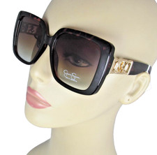 Jessica Simpson Oversized Tortoise Shell Sunglasses Cutout Gold Logo J6501-TSOX
