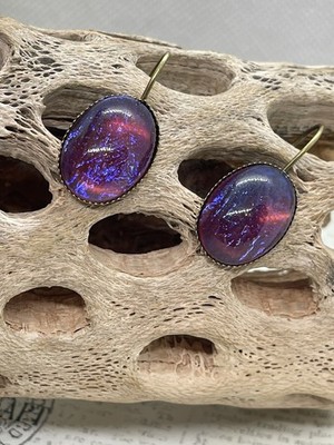 Dainty Fire Opal Dragons Breath Bronze  Boutique French Wire  Earrings Wedding