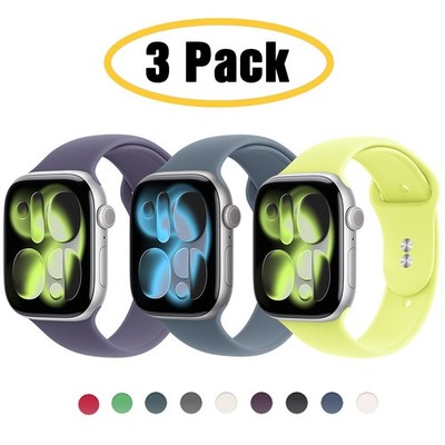 3 PACK Silikon Armband für Apple Watch 11 10 9 8 7 6 5 4 SE 40/44/41/45/42/46mm