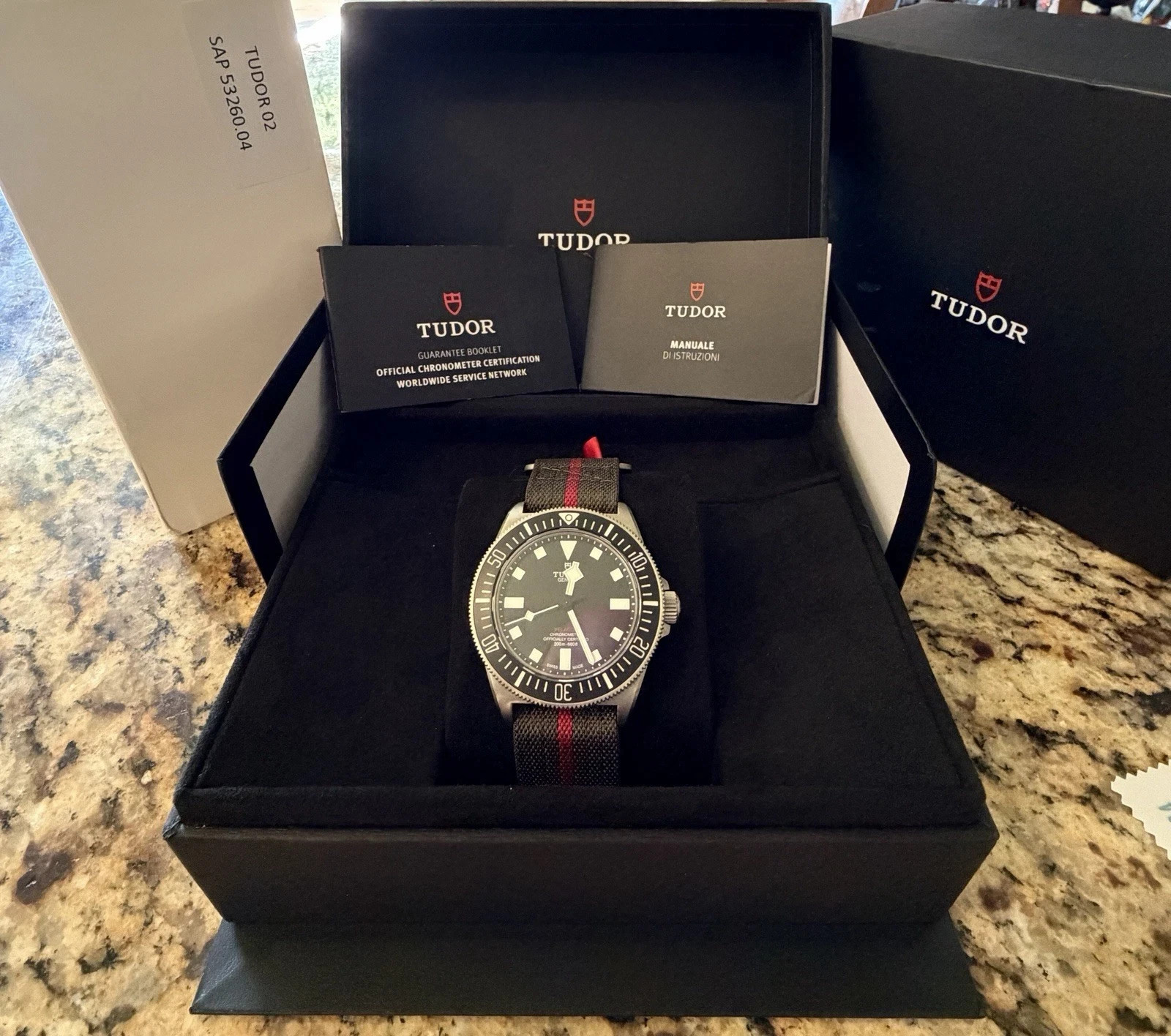 Tudor Pelagos FXD 42mm Black Dial Green strap & Black strap Box & Papers 25717N