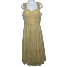 Unique Vintage Garden State Swing Dress Size M 6-8 Retro Gold Shimmer
