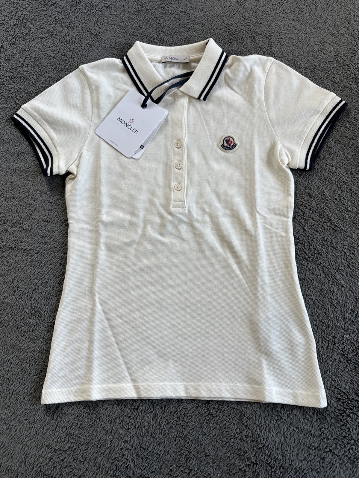 Girls Moncler Polo Shirt White 10 Years RRP £110