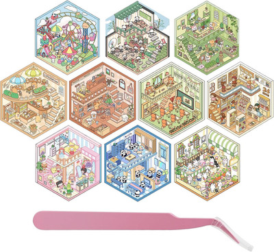 10 Sets 3D House Stickers Miniature Scene Stickers DIY Stressabbau Kreativität