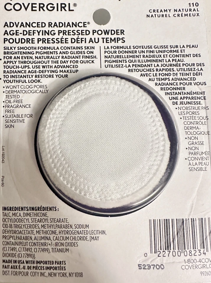 5 PIEZAS -COVERGIRL ADVANCED RADIANCE POLVO PRENSADO AGRADEFYING 110 NATURAL Cremoso Foto 2 de 2