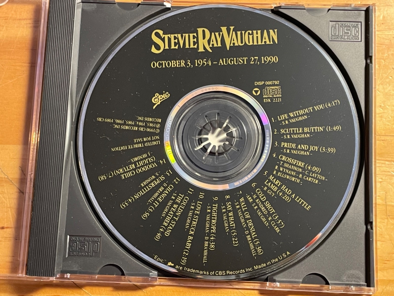 October Cd R Stevie Ray Vaughan - October 3, 1954 - August 27, 1990 CD PROMO 1990 NM ...