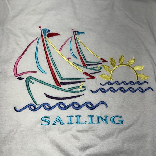Fruit of the Loom BEST Vintage White Sailing T-Shirt Unisex XXXL Made in USA - Picture 7 of 22