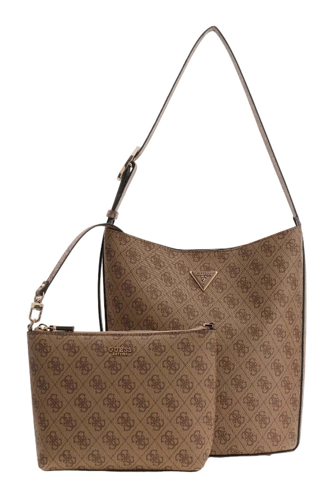 GUESS shoulder bag Meridian II Bucket Bag Latte Logo