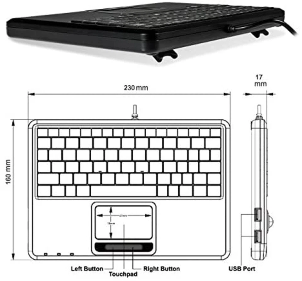 Perix PERIBOARD - 510H PLUS US, keyboard with touch pad - with 2 USB hubs - F/S - Image 4 of 4