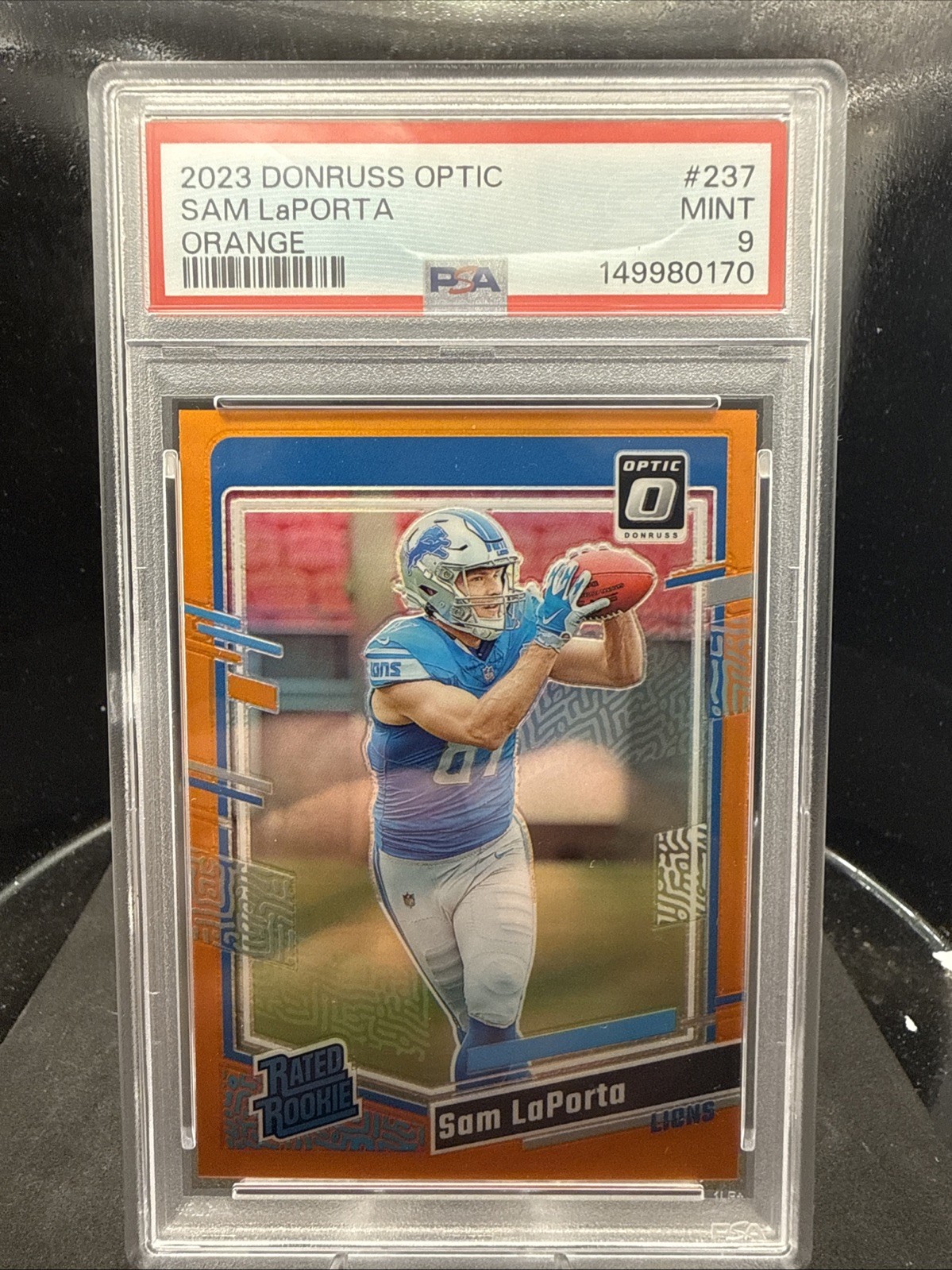 2023 Donruss Optic Sam Laporta #237 Orange /249 PSA 9