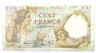 Banknote Frankreich 100 Francs 1939