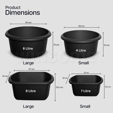 Washing Up Bowl Plastic Circular Rectangular Kitchen Basin Sink Small & Large