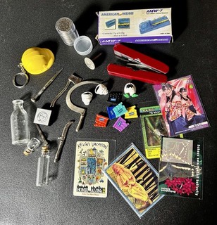 Junk Drawer Lot Antiques Vintage items Tokens Blockbuster Square Nail