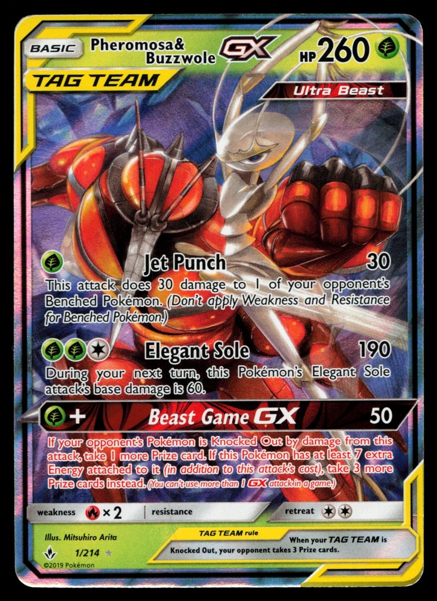 Pheromosa & Buzzwole GX 1/214 Sm-Unbroken Bonds Holo Pokemon Card