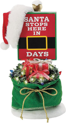 Possible Dreams Accessories Santa Stops Here Countdown Sign Lit Figurine, 7.75 I