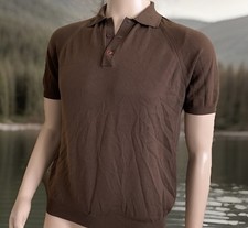 Vintage Leonardo Strassi Knit Polo Shirt Dupont Nylon Italian 60s Colfax Sz M