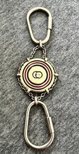 Gucci Keychain Double Clip Gold Vintage Interlocking GG Tone Red Black