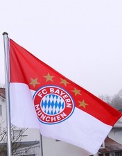 FC Bayern Hissflagge. mit Fahnenmasten Alu, ca. 6.5 m,