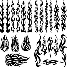 4 Stil 4 Stück Reflektierende Flammen Autoaufkleber Schwarz Feuer Rennsport Stre