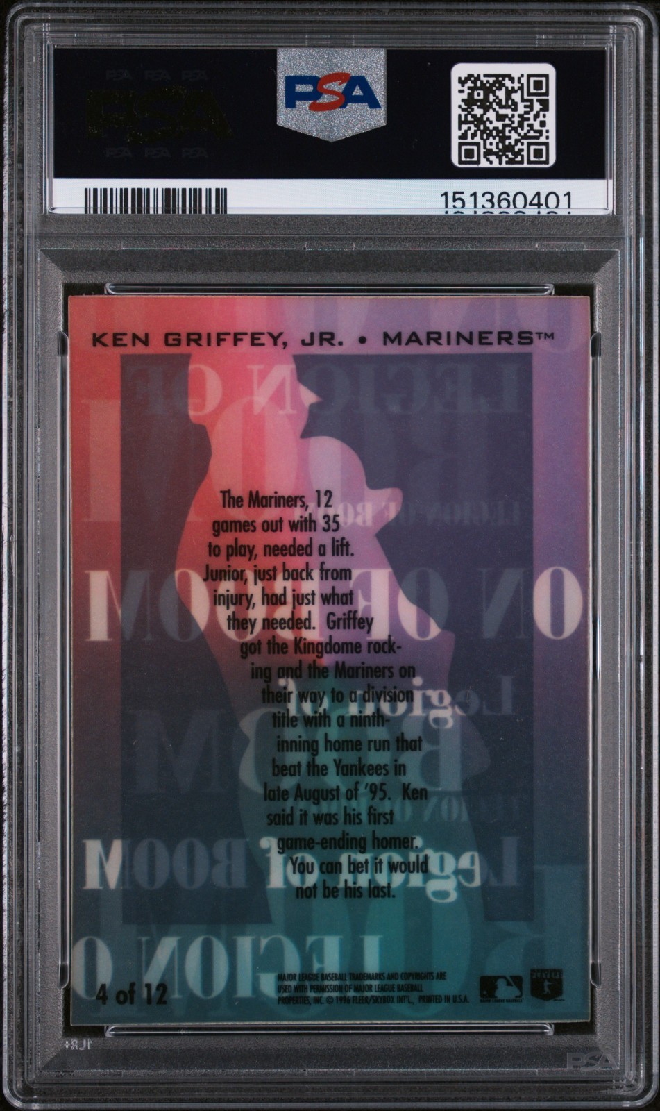 KEN GRIFFEY JR 1996 E-Motion XL LEGION OF BOOM #4 Mariners HOF PSA 6 🔥 POP 1 📈 view 3