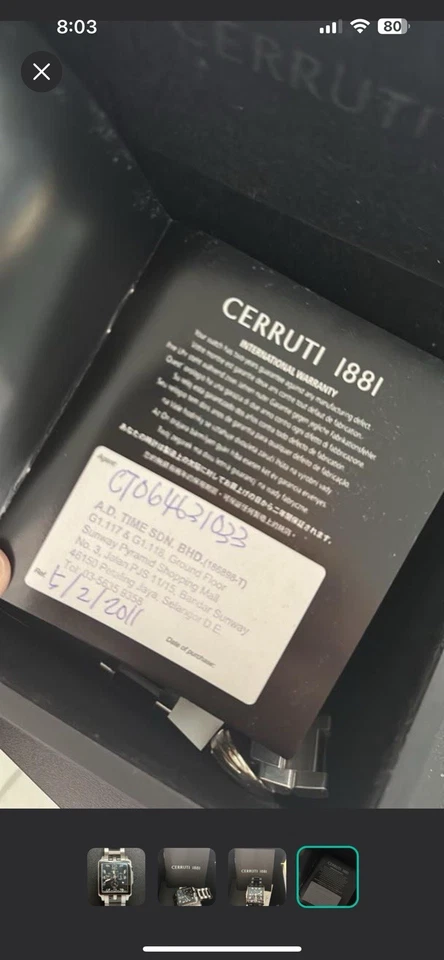 CERRUTI 1881 Chronograph Men’s Watch – Square Black Dial – Stainless Steel – - Image 4 of 4