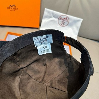 Hermes Men's Baseball Cap Miles H Circle Black Orange Canvas Hat
