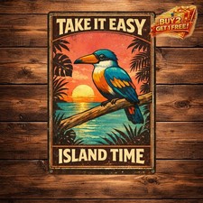 Don't Worry Be Happy Parrot Funny Vintage Aluminum Metal Sign 8x12