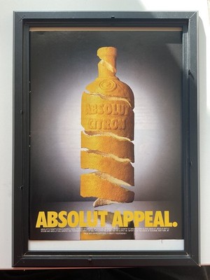 Vintage Alkohol Werbung, Absolut Wodka,  Blatt 28x21cm,