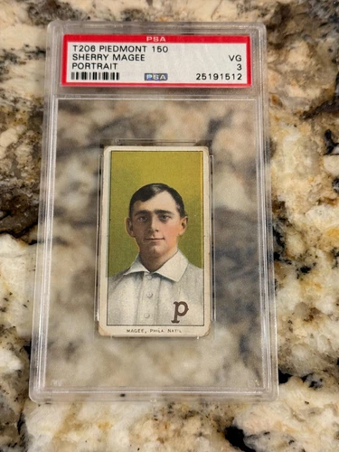 1909 T206 Sherry Magee Portrait Piedmont 150 Philles PSA 3 Centered EYE APPEAL