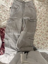 Grey baggy mid Rise Cargo Pants