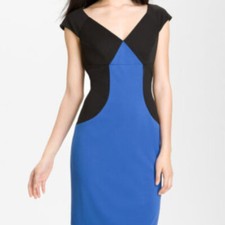 Adrianna Papell VNeck BLACK BLUE SIZE 8P #110 NWT 