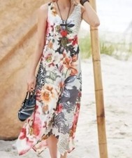 Soft Surroundings Seraphina Small Dress Floral Zebra Print Sleeveless Maxi