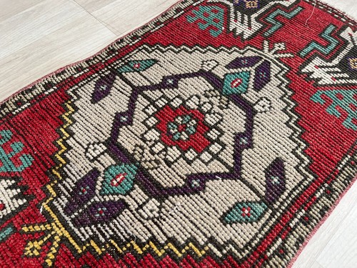 Doormat Rug, Boho Deco, Handmade Rug, Home Decor, Carpet, Wool Rug 1,5 x 3,2 ft - Picture 6 of 10