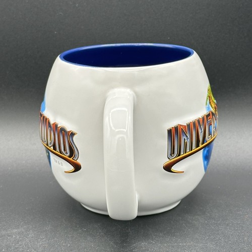 Universal Studios 2012 Cup Mug 3-D Raised Globe Logo White Blue Ceramic - Picture 4 of 9